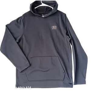 Under Armour Hoodie Mens Medium Black Logo Pullover Fleece Casual‎ Gym